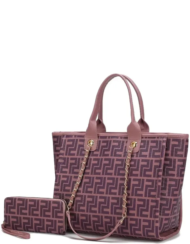 Marlene Vegan Leather Tote Bag With Wallet - 2 Pieces