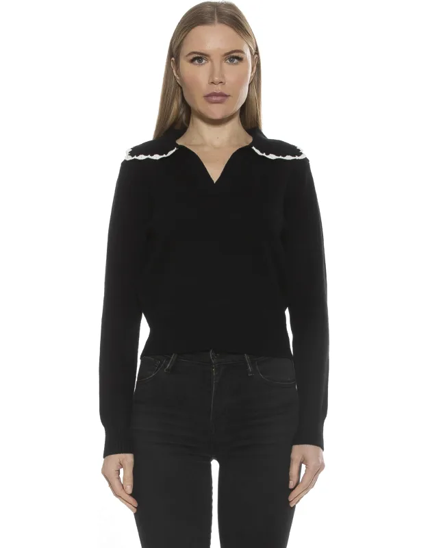 Jackie Sweater, Long Sleeve Knit With Johnny Collar