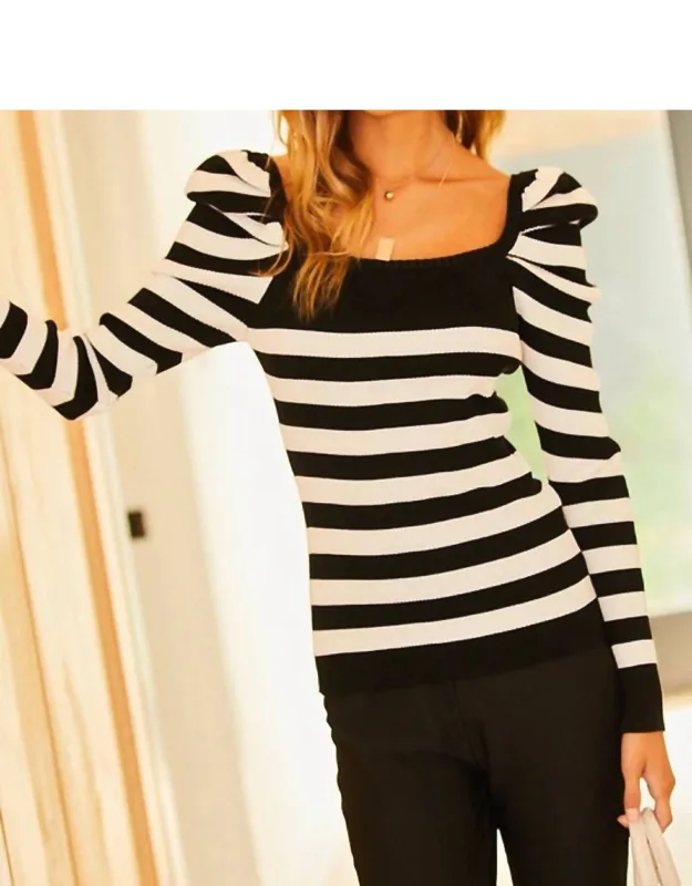 Puff Sleeve Stripe Sweater