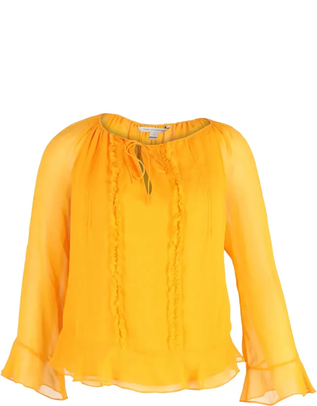 Ruffled Sheer Sleeve Top