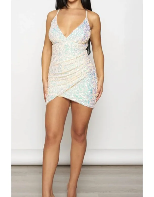 Sequin Ruched Mini Dress