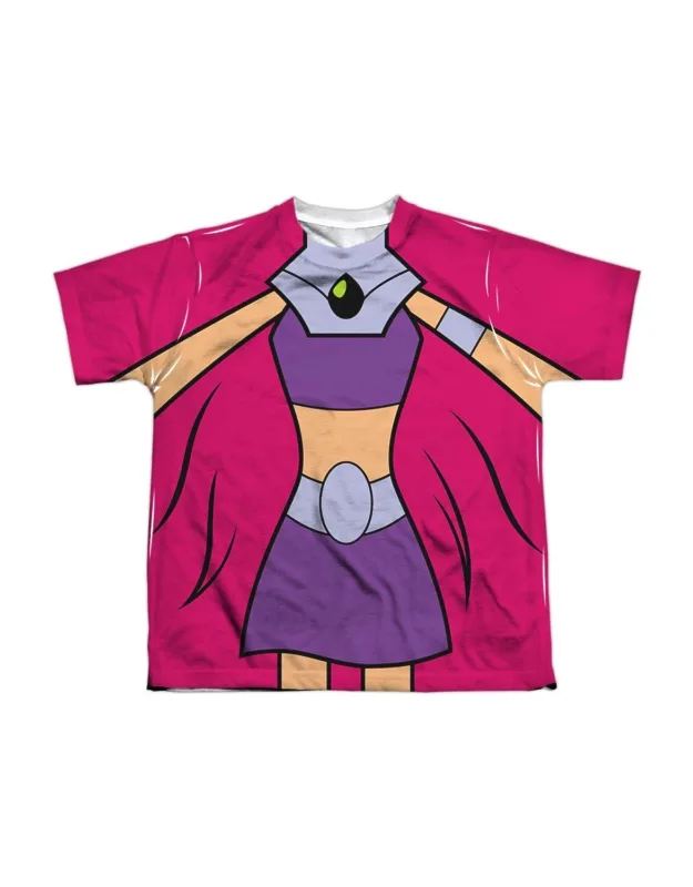Teen Titans Go Starfire Uniform Short Sleeve Poly Crew Tee - Stylish For Everyday Wear