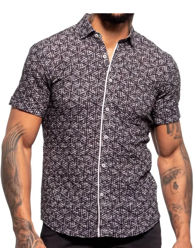 Triangles Short Sleeve Seersucker Shirt