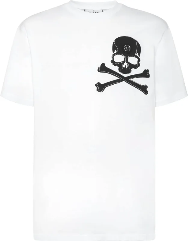 T-shirt Round Neck Ss With Rib Knit Neckline And Two Needle Stitching