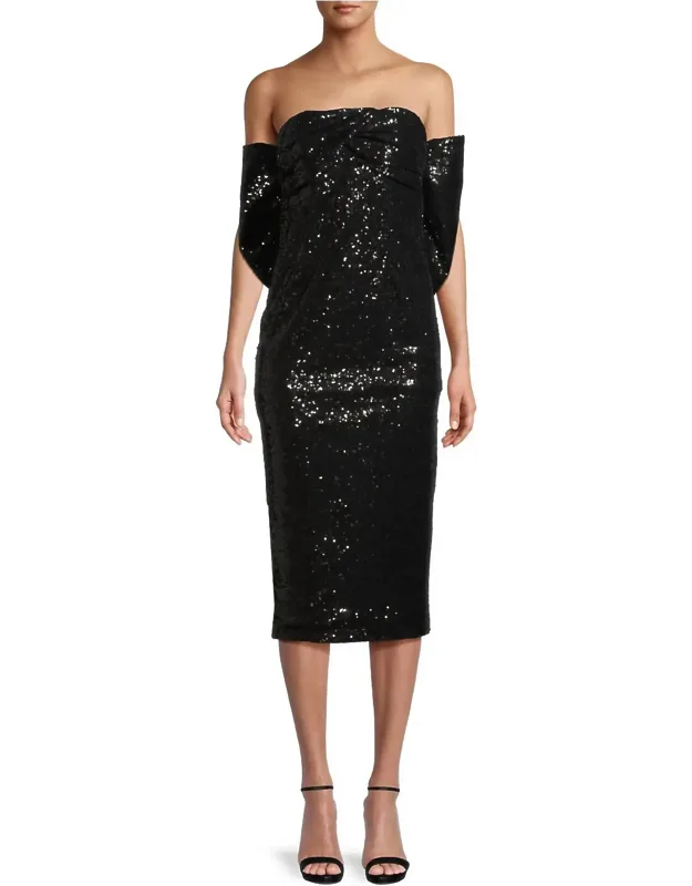 Sequined Bow-back Midi-dress