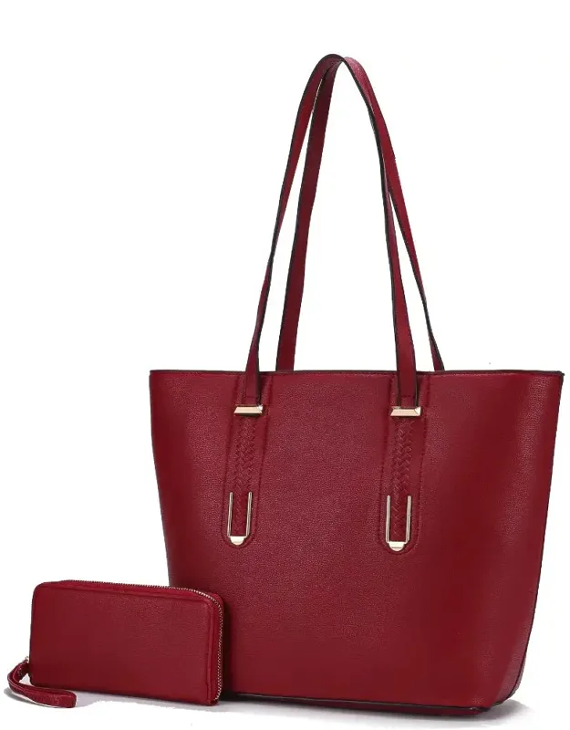 Mina Vegan Leather Tote And Wristlet Wallet - 2 Pieces