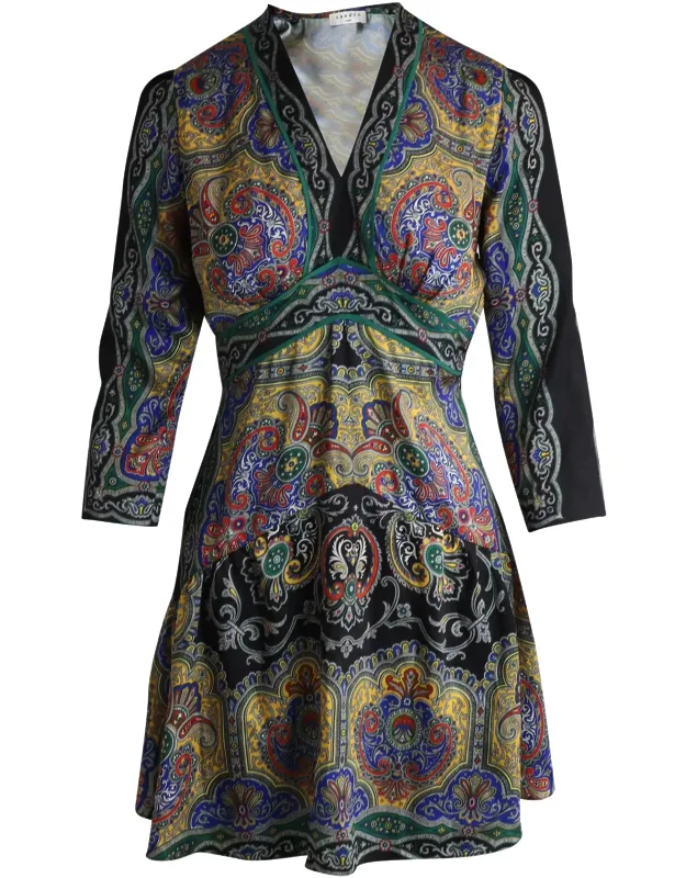 V-neck Printed Mini Dress