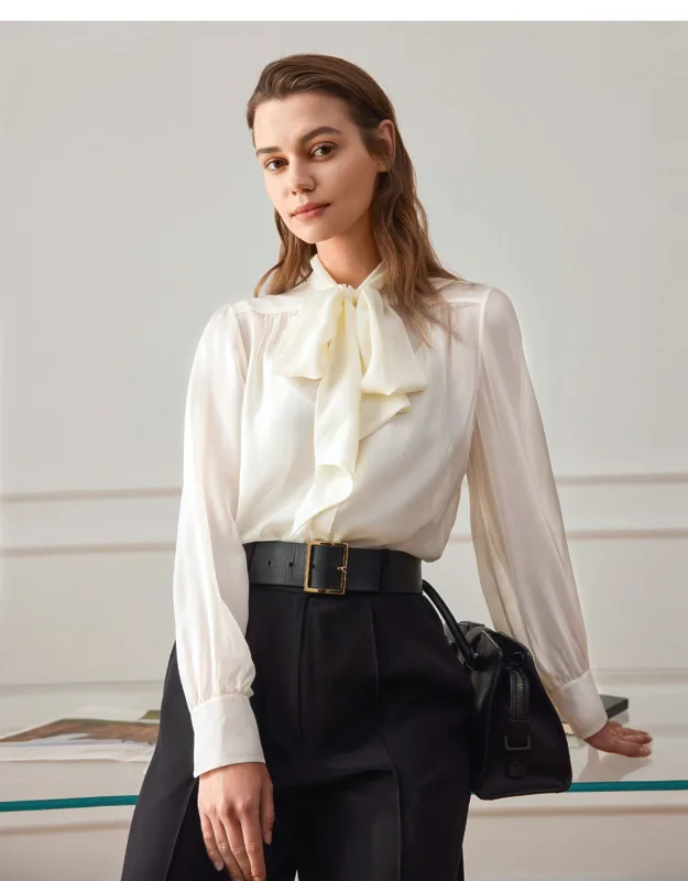 Bow Tie Silk Blouse