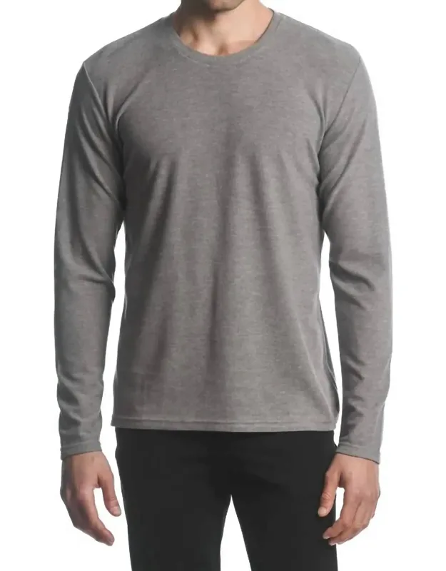 Stretch Knit Long Sleeve Crew Pullover