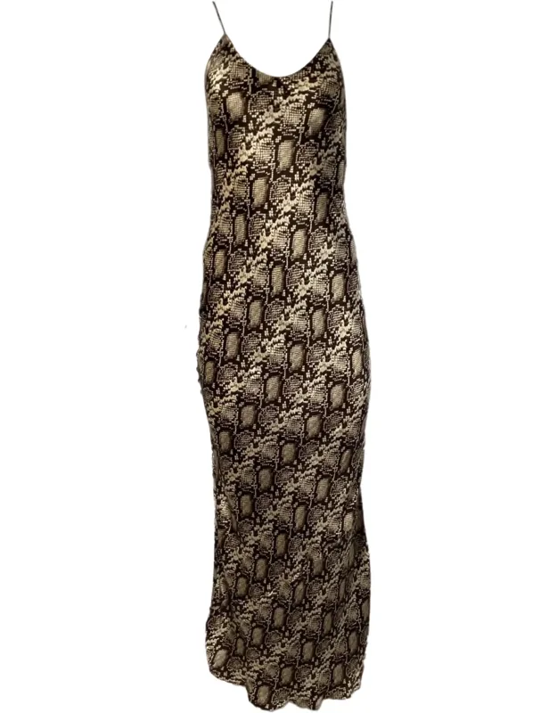 Maxi Dress In Animal Print Silk