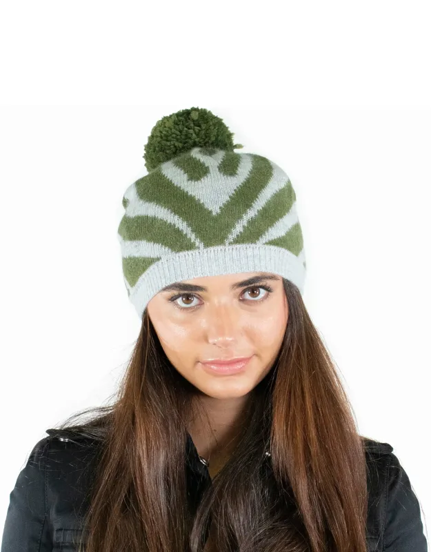 Slouchy Fancy Hat Two Tone Intarsia Design