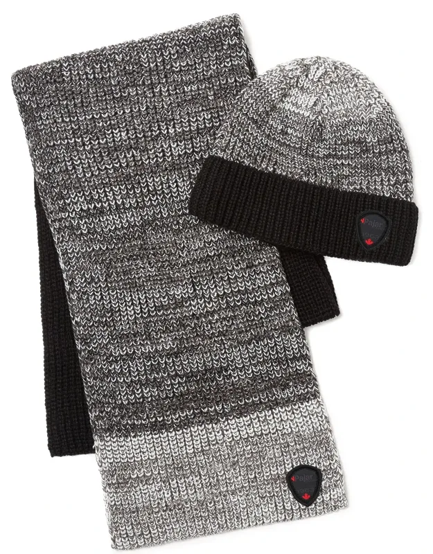 Fernie Ribbed Space Dyed Stripe Jacquard Hat & Scarf Set
