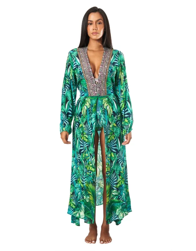 Petra Wrap 2 Way Sleeve Maxi Dress With Tiered Trim