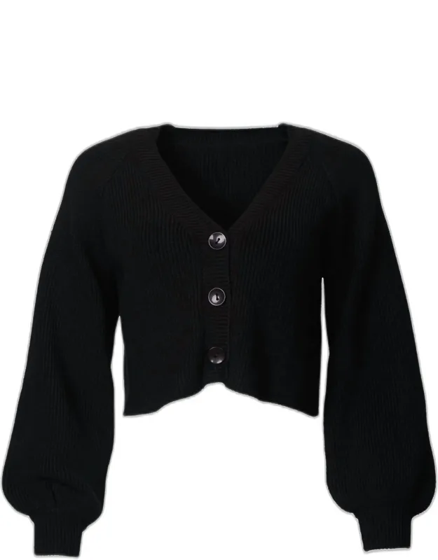 Cropped Slouchy Ribbed-knit Cardigan