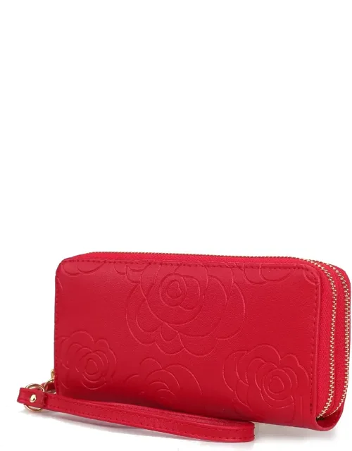 Ellie Genuine Leather Flower-embossed Wristlet Wallet