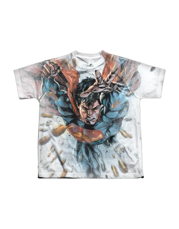 Superman Bullets In The Sky Short Sleeve Poly Crew Tee - Stylish For Everyday Wear