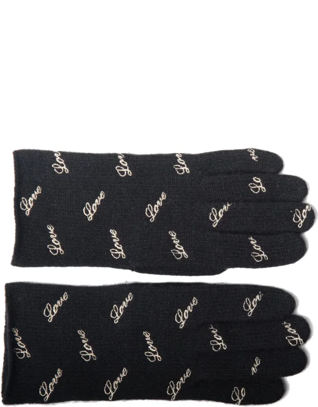 Cashmere Gloves With "love" Embroidery