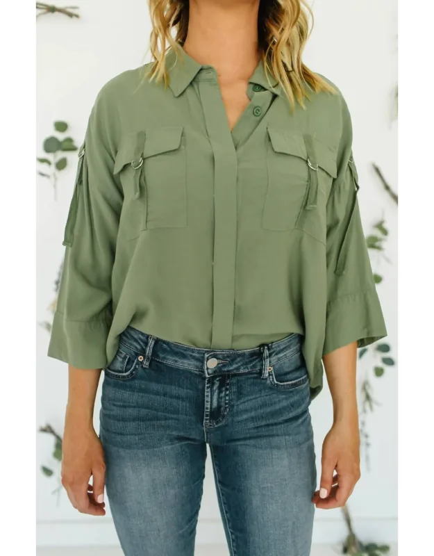Charity 3/4 Sleeve Lace Front Blouse