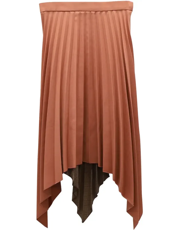 Electric-pleated Asymmetrical Midi Skirt
