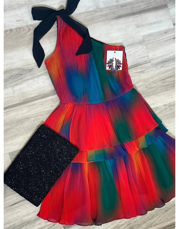 Ombre Pleat Mini Dress