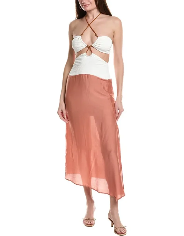 Solid Silk-blend Midi Dress