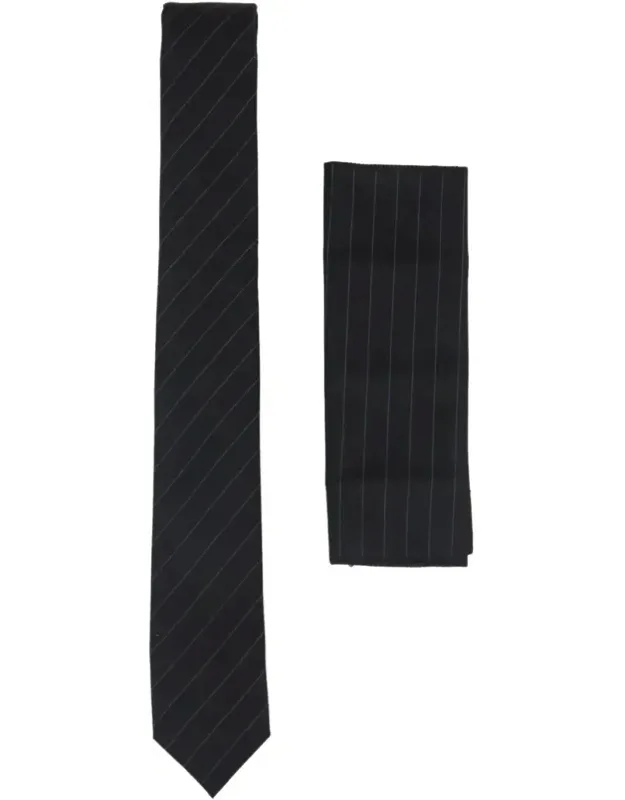 Stripe Tie Pocket Square Tweed Pin Stripe