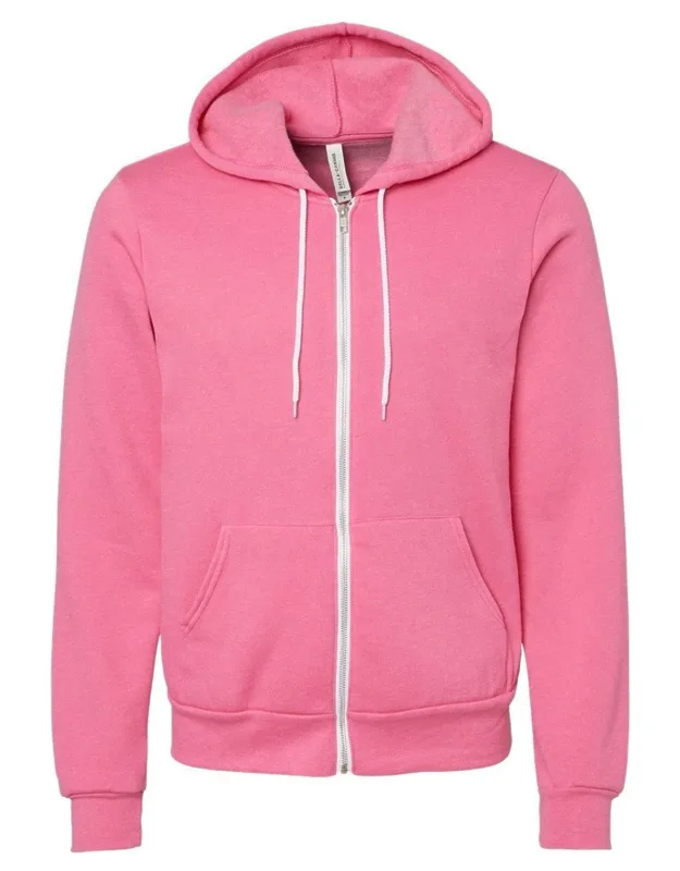 Sponge Fleece Full-zip Hoodie With Ribbed Cuffs And Split-pouch Pocket