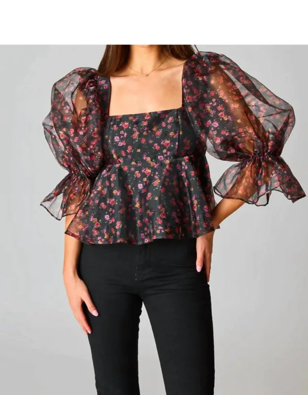 Puff Sleeve Peplum Top