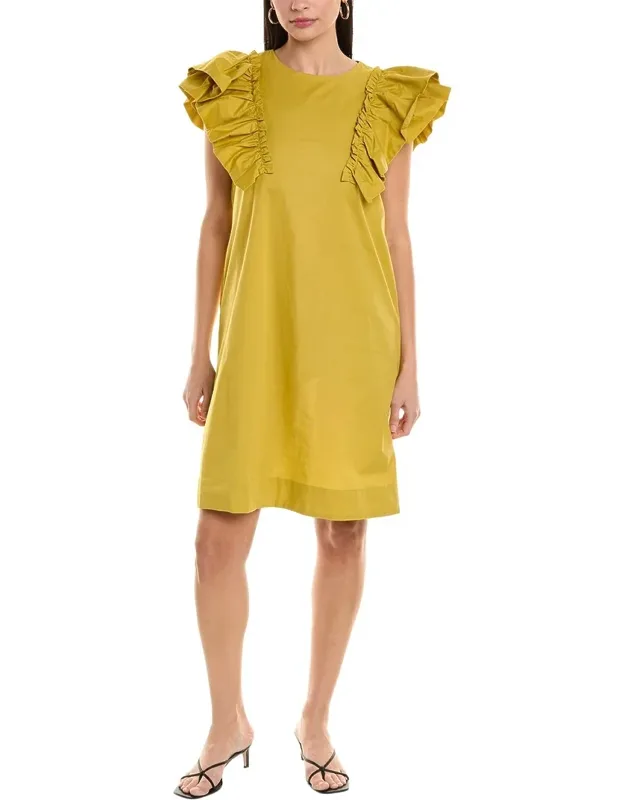 Ruffle Sleeve Shift Dress