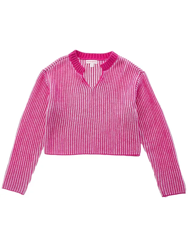 Sweater With Trendy Split Neckline And Cozy Fabric