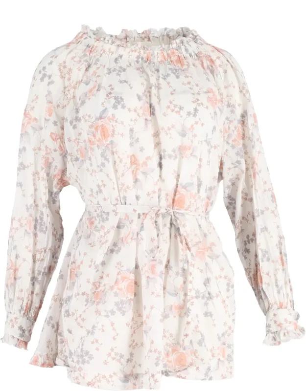 Ragtime Off The Shoulder Mini Dress In Floral Print Cotton