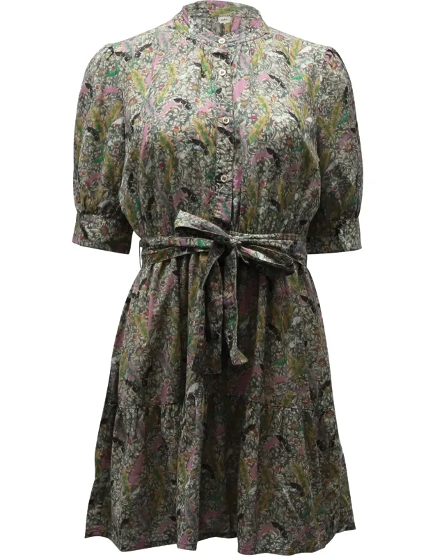Tie Front Gathered Mini Dress