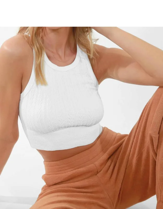 Cable Knit High Neck Crop Top