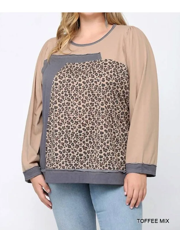 Leopard Color Block Loose Fit Top