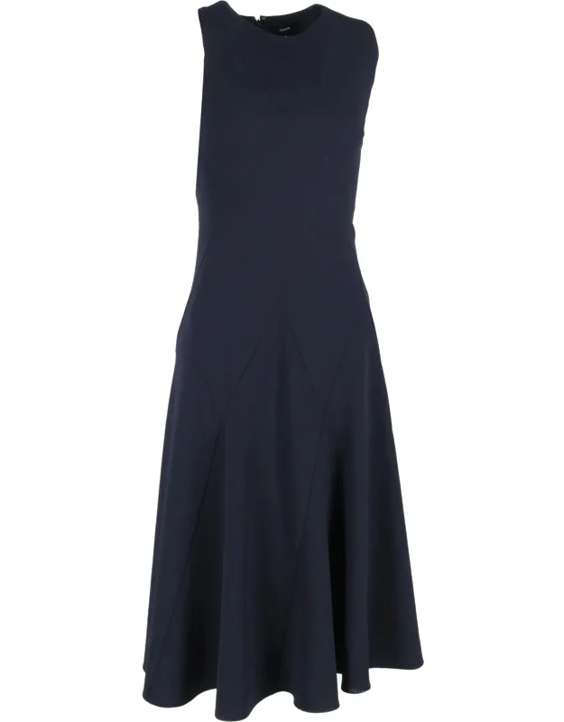 Curved Seam Midi Sleeveless Dress
