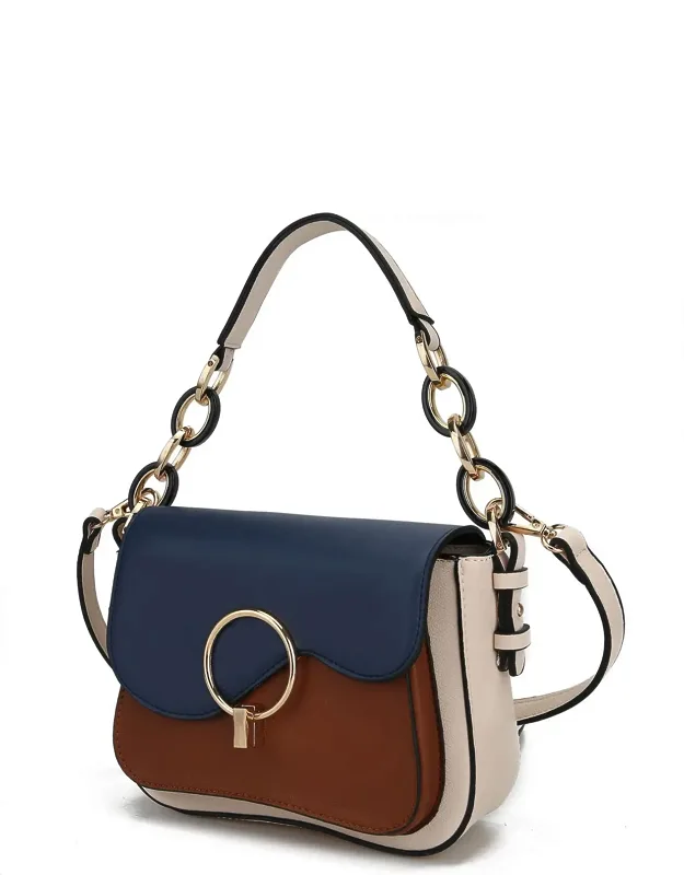 Fantasia Solid Crossbody Handbag With Multiple Compartments And Gold-tone Hardware