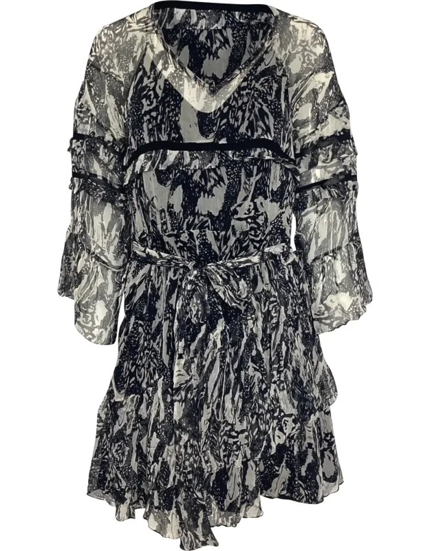 Clash Chiffon Ruffle Mini Dress