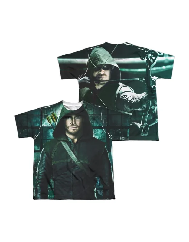 Arrow Two Sides (front/back Print) Short Sleeve Poly Crew Tee / T-shirt