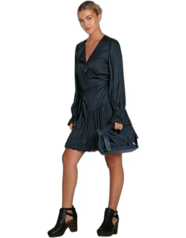Wild Flower Embroidered Wrap Dress