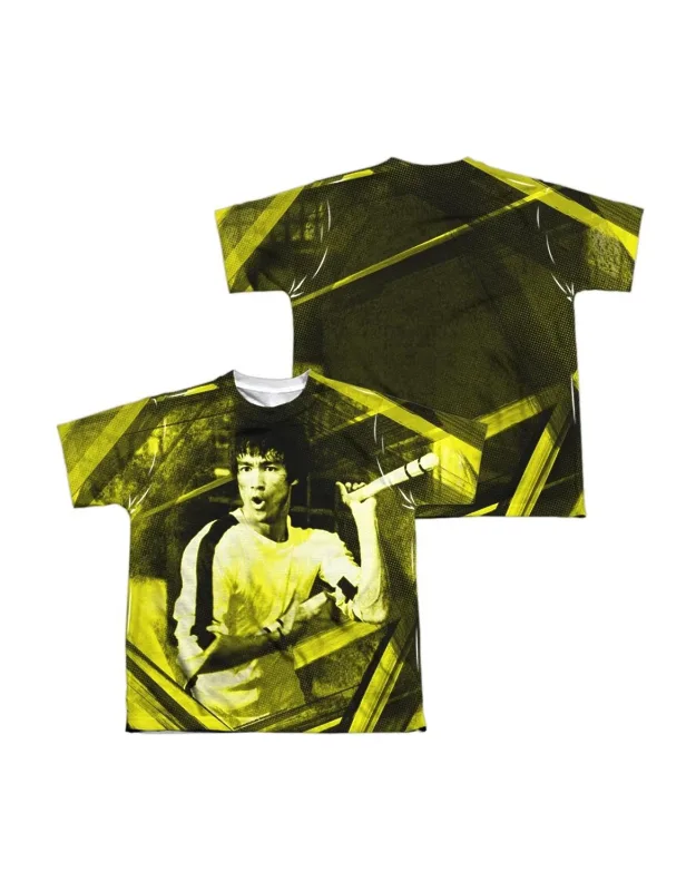 Bruce Lee Stripes Short Sleeve Poly Crew T-shirt
