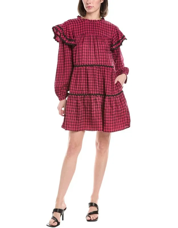 Tiered Chenille Check Mini Dress