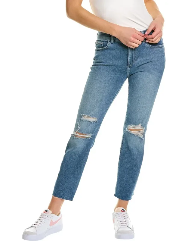Mara Light Distressed Ankle Straight Jeans