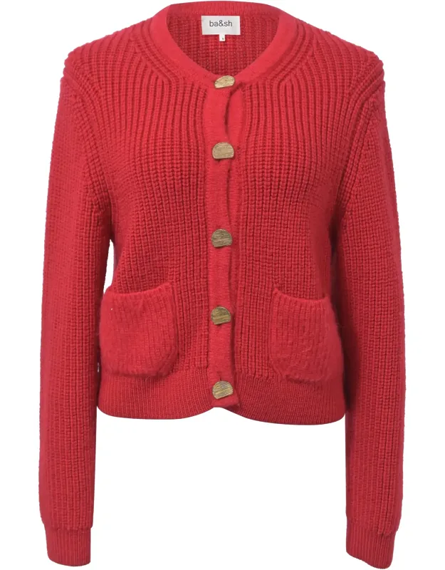 Knitted Purrl Button-front Cardigan
