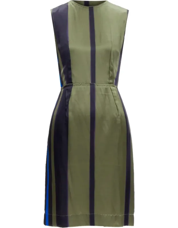 Silk Abstract Inverted Darts Dress