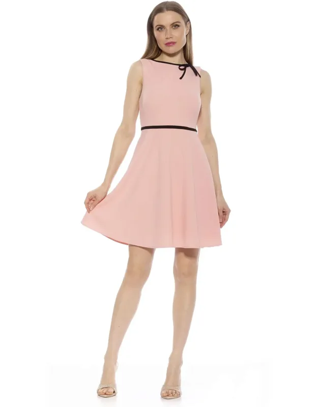 _ida Dress With Boatneck And Contrast Piping_