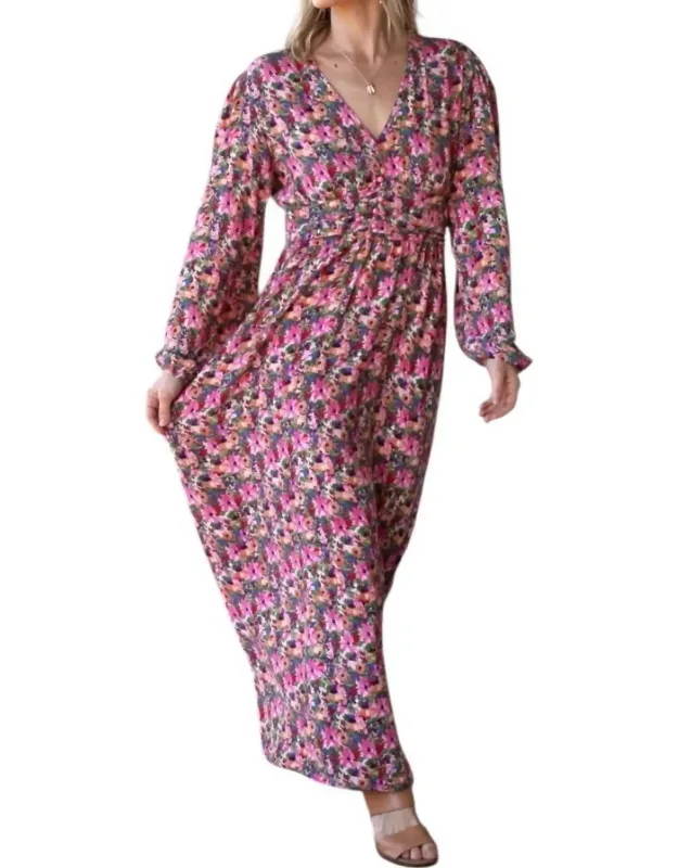Garden Romance Floral Print Maxi Dress