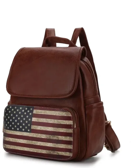 Regina Printed Flag Vegan Leather Backpack