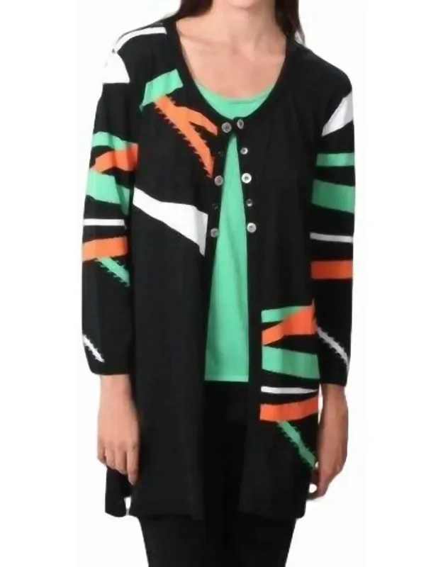 Retro Brights Long Cardigan