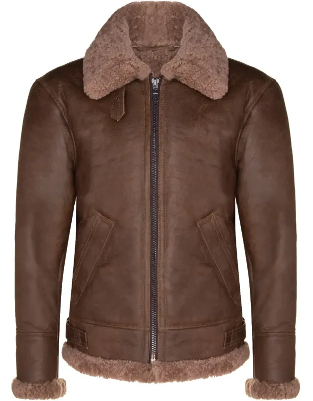 B3 Ww2 Sheepskin Leather Aviator Jacket