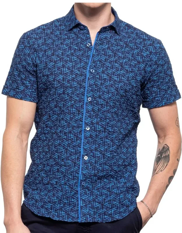 Triangles Short Sleeve Seersucker Shirt